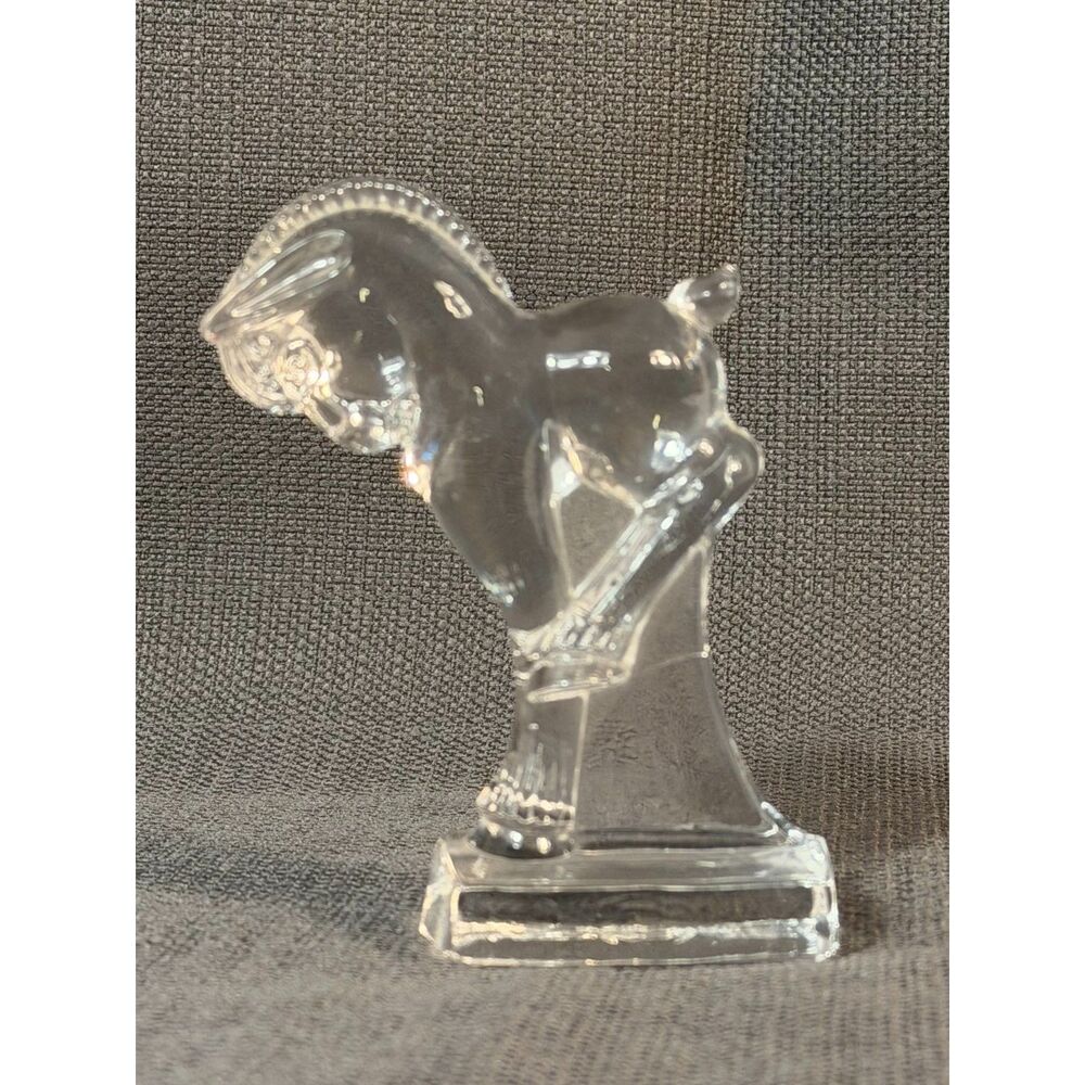 VTG HEISEY Crystal Glass KICKING  Horse Colt Figurine Art Deco Clear Paperweight